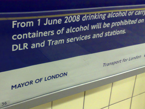 Close-up of the anti-drinking poster branding