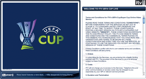 ITV's UEFA Cup service