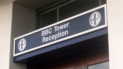 BBC Tower Reception sign