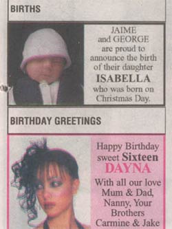 Births and birthdays announced