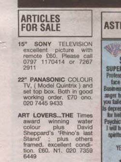 Classified ads in the Muswell Hill Journal