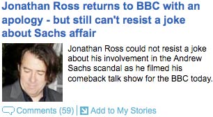 Jonathan Ross coverage in the Mail Online
