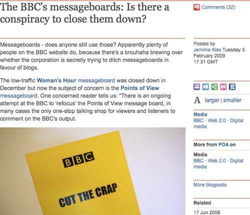 Jemima Kiss Guardian article about BBC message boards