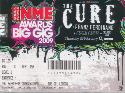 NME Big Gig Cure ticket