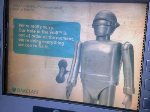Broken Barclays ATM robot