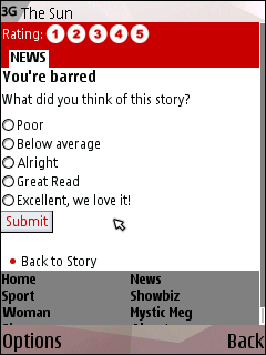 The Sun's mobile story rating feature