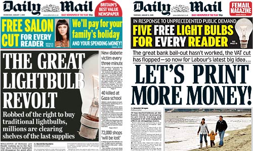 Daily Mail's light bulb campaign covers