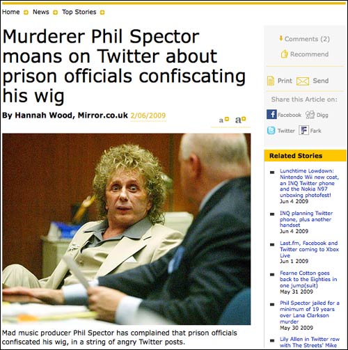Phil Spector hoax online in The Mirror