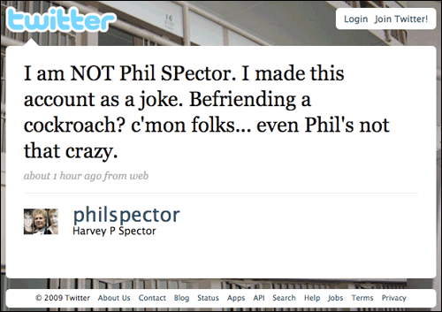 Phil Spector hoax revealed on Twitter