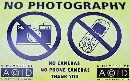 ACID's No Photography sign