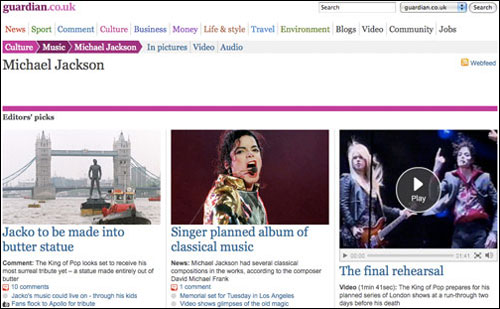The Guardian's Michael Jackson keyword page