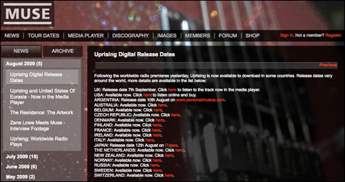 Muse release dates