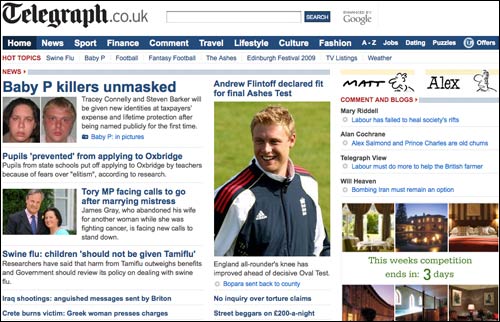 Telegraph homepage