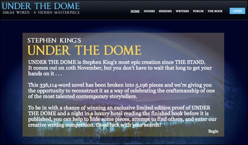 Stephen King 'Under The Dome' homepage