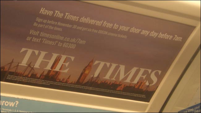 The Times 7am offer advert on the tube