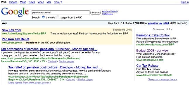 Conservative budget AdWords adverts