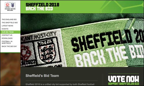 Sheffield World Cup bid website