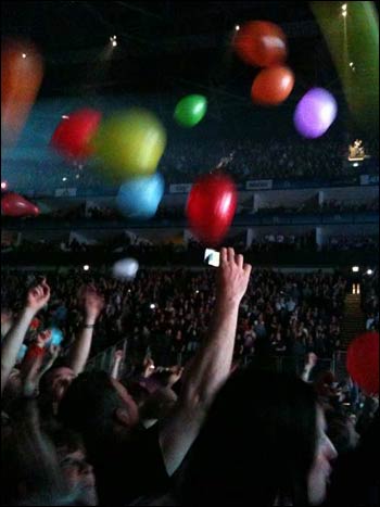 Balloons released by fans during Depeche Mode's O2 show