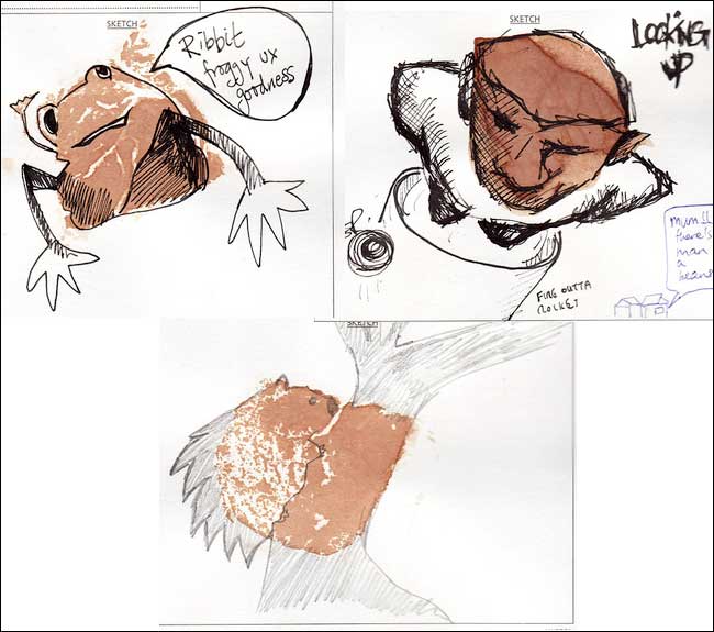 Tea stain sketches drawn at London IA