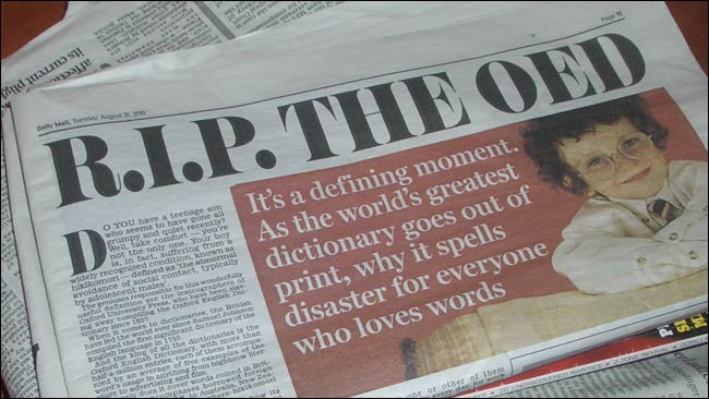 Daily Mail article: RIP OED