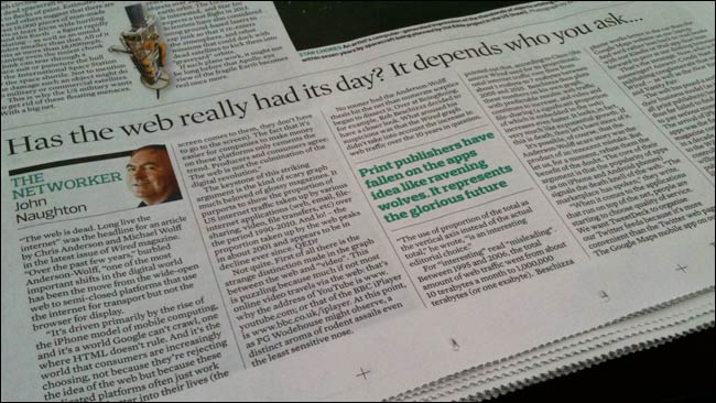 Print version og John Naughton's article - as purchased at the Green Man Festival