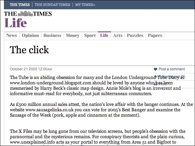 The Times 'Click' column with no hypertext links