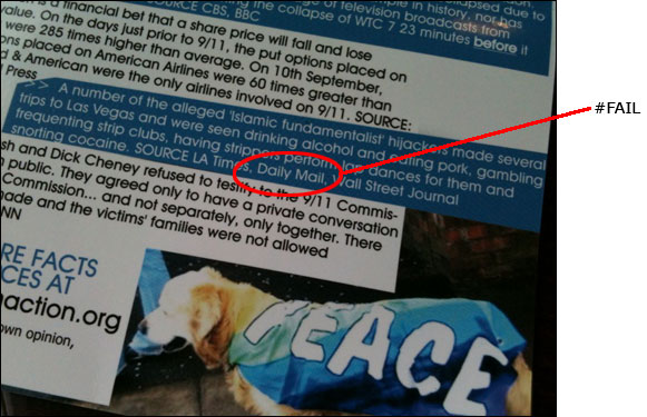9/11 truther leaflet citing the Daily Mail