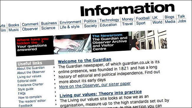 Guardian online information old skool style