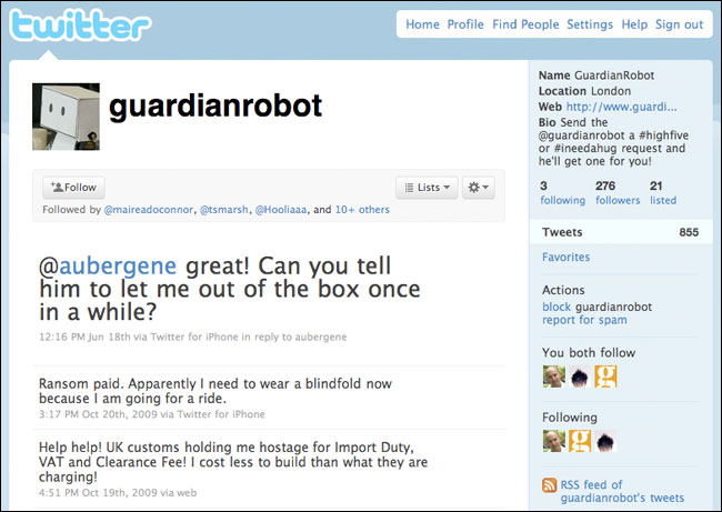 The @guardianrobot twitterstream