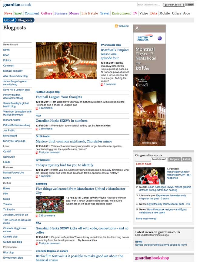 The Guardian's blogs front