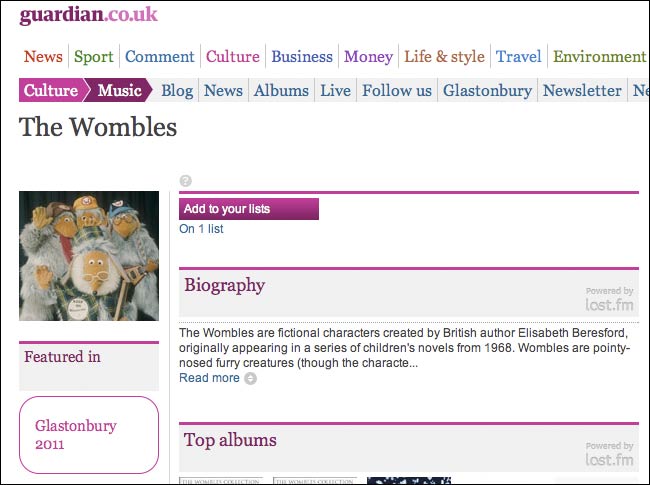The Guardian's Glastonbury Wombles page