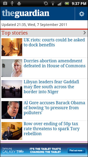 Guardian Android App screenshot from Eurodroid