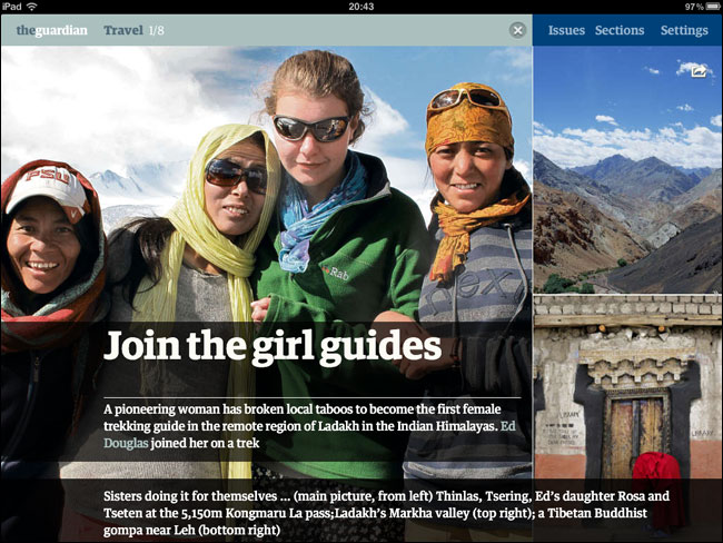 Alternative landscape Ladakh article layout on iPad edition