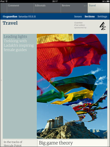 The Ladakh article trailled on the iPad edition Travel front