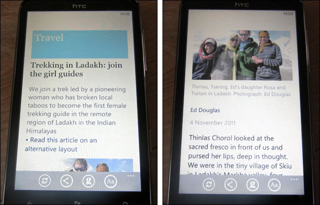 Ladakh article on Windows Phone