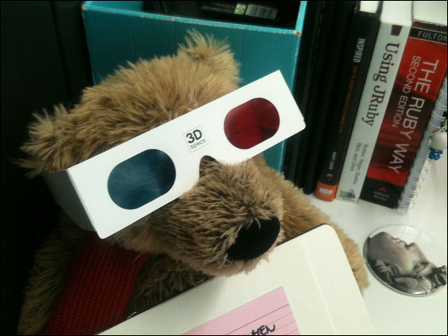 3D teddy in the Guardian office