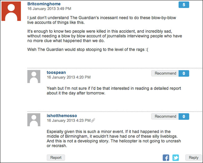 Anti-Live Blog poster on the Guardian website
