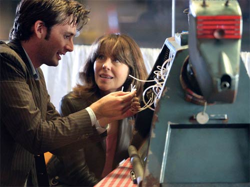 The Doctor, Sarah Jane Smith and K9 in 'School Reunion'