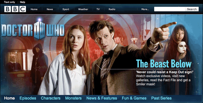 2010 Doctor Who website for episode 'The Beast Below'