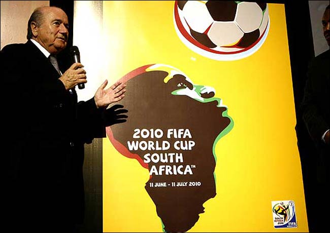 2010 Sepp Blatter and the 2010 World Cup poster