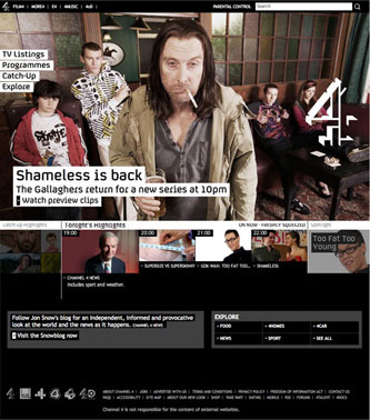 Channel4 homepage - January 2009
